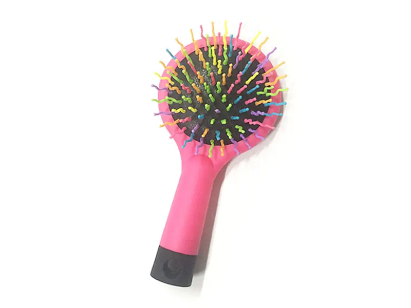 Femei Curcubeu Black Ball Tip Soft Touch Detangling Pernie Perie de păr